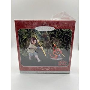 1998 Hallmark Keepsake Mulan, Mushu and Cri-Kee Disney Set of 2 Ornaments NIB NE